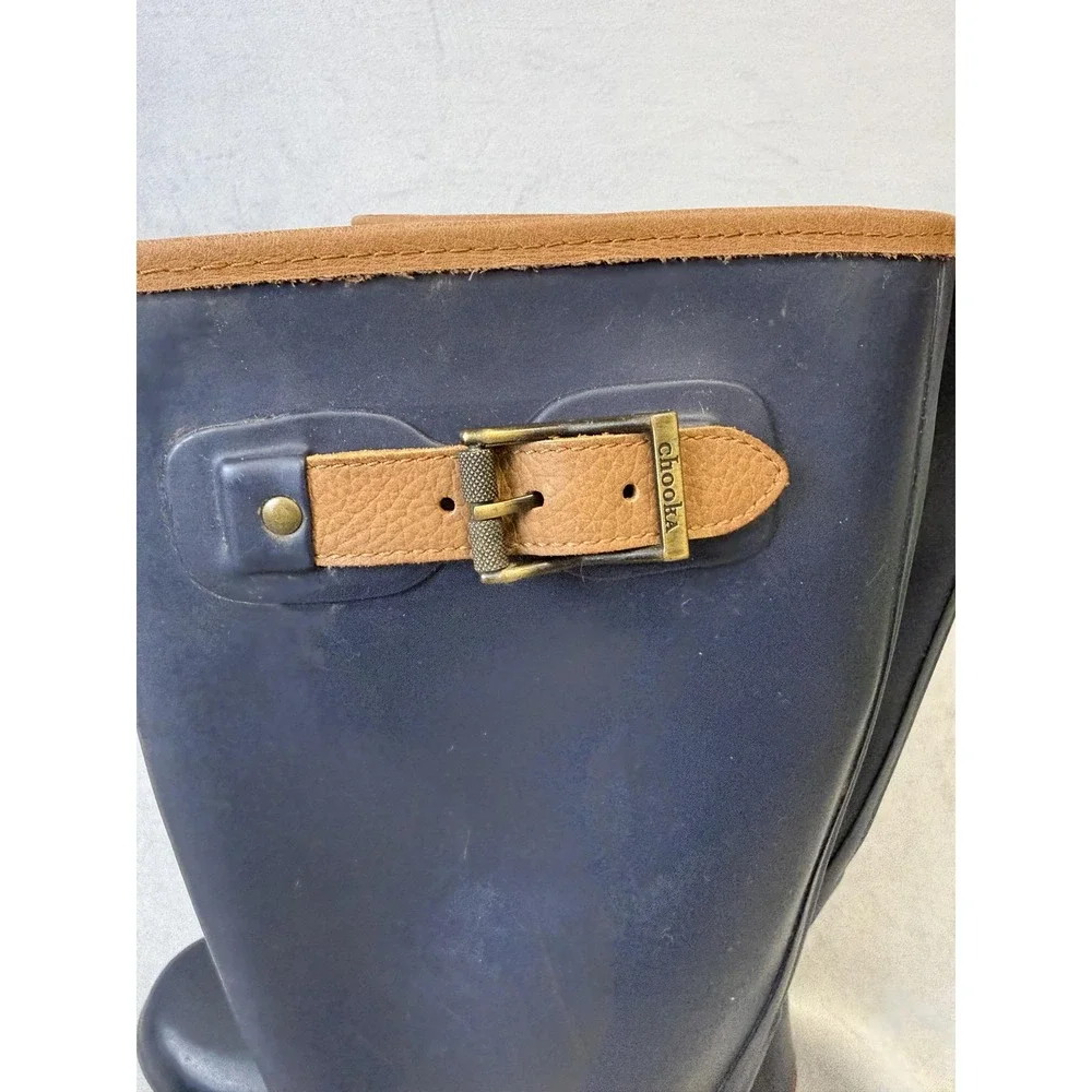 Chooka Boots Womens Size 10 Navy City Solid Rain Mid Calf Rubber Waterproof